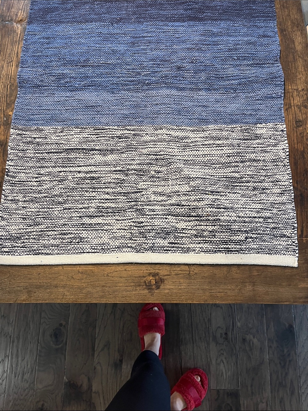 Handwoven Blue Gradient Cotton Rug - Picture 5 of 11